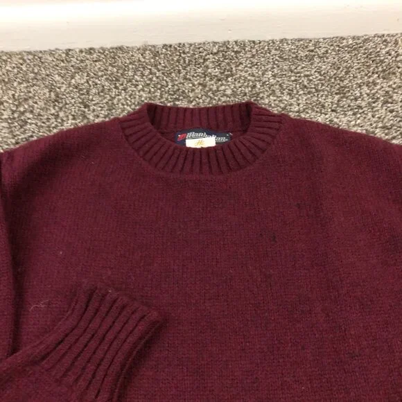 NWT Vintage Manhattan Sweater Shetland Wool Pullover Burgundy Red Mens Medium